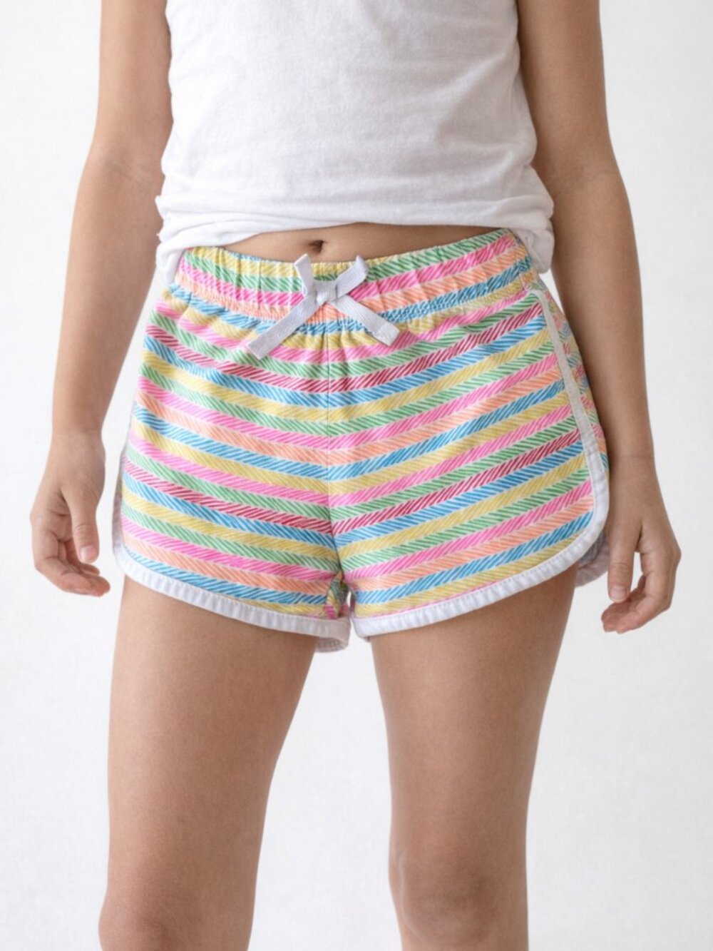 Star Ride Girls Dolphin Shorts · Striped Retro Athletic · Size Medium 7/8